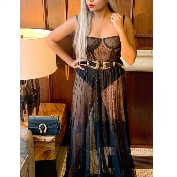 long mesh dress with black rhinestones - Picture 4 of 4